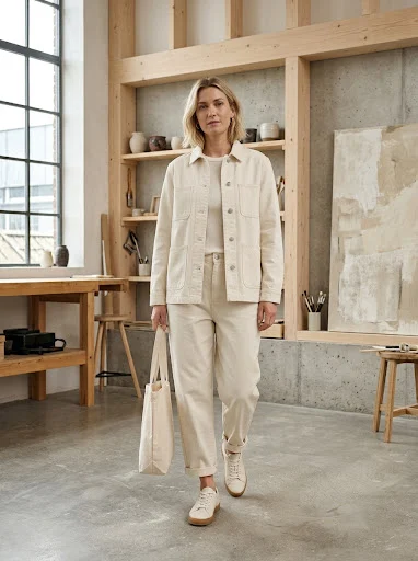 Floor-length storm grey satin slip dress layered under an oversized chunky storm grey wool crewneck sweater